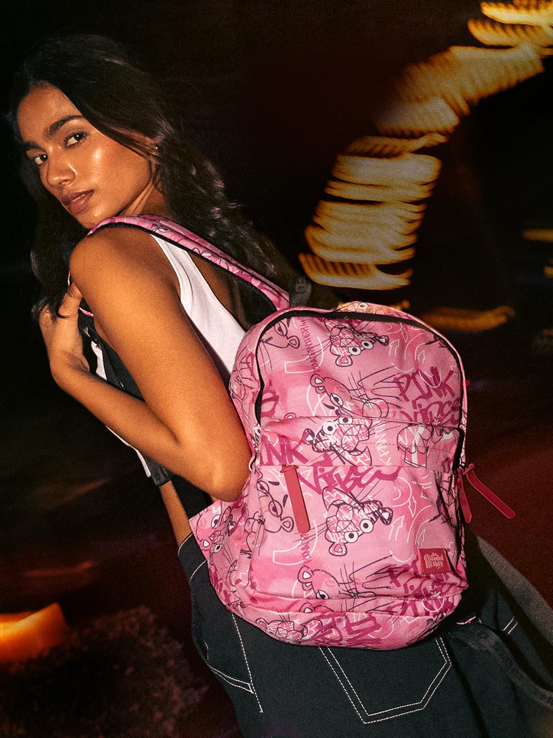 The Souled Store Official Pink Panther: Pink Vibe All Over Printed Mini Bags 2 Compartment 25 L Backpacks