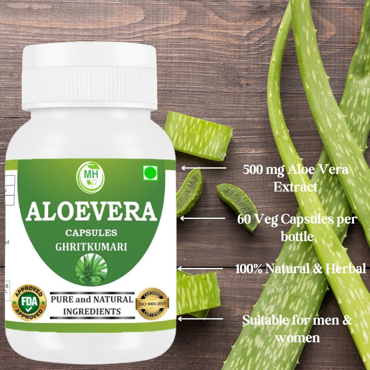 Morsan's Aloevera (Ghritkumari) Capsules, Pack of 2 x 60 x 500 mg. Veg. Capsules (2)