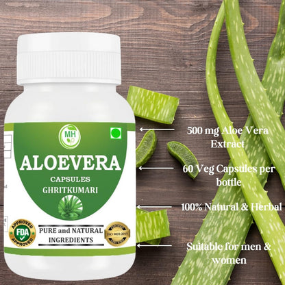 Morsan's Aloevera (Ghritkumari) Capsules, Pack of 2 x 60 x 500 mg. Veg. Capsules (2)