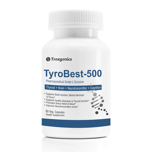 Trexgenics TyroBest-500 L-Tyrosine Pharmaceutical Grade - Thyroid, Stress, Neuro