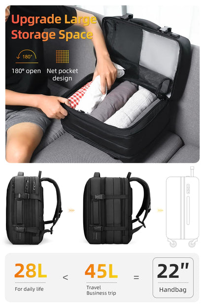 MARK RYDEN Laptop Backpack, 17.3 Inch Large Capacity Business Backpack For Men, Waterproof Expandable Carry-On Travel Backpack, Antitheft School Backpack With Usb Charger - Black