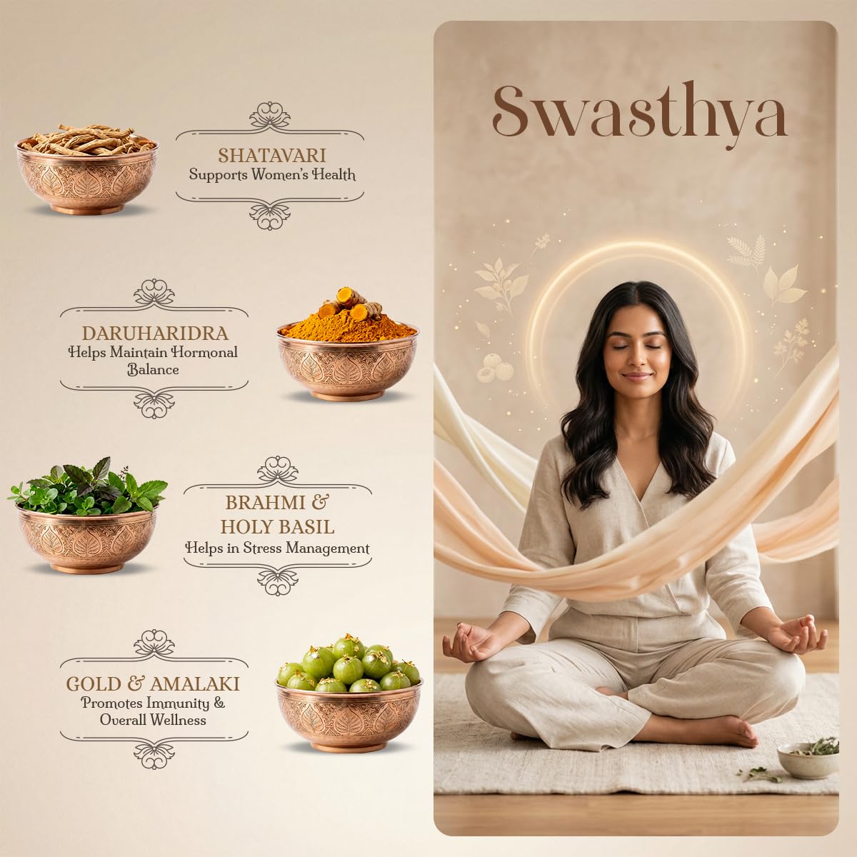 Vasu Swarna Naari Drops for Women - 50ml | 100% Ayurvedic | Enriched with Ashwagandha, Shatavari, Brahmi, Holy Basil, Amalaki, Kesar | Supports Hormonal Balance, Strength & Vitality