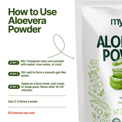 MYHERB 100% Pure Natural Organic Aloevera Powder (Aaloe Barbadensis) || 227 Gm/0.5 Lbs || Natural Skin Moisturizer || Eco Friendly || For Face, Skin,Hair Care & Food Grade -For Man And Women