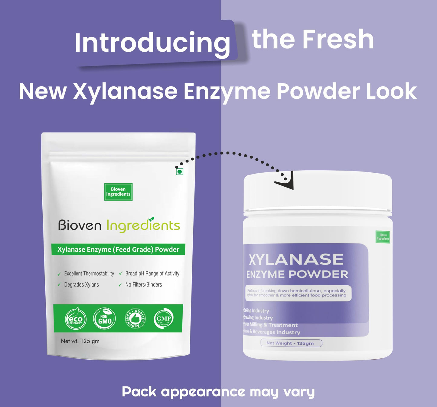 Bioven Ingredients Fungal Xylanase Enzyme Powder (gm, 125), Dietary Supplements/Food and Beverages, Broad pH Range of Activity, Excellent Thermostability, Degrades Xylans, No Filters/Binder