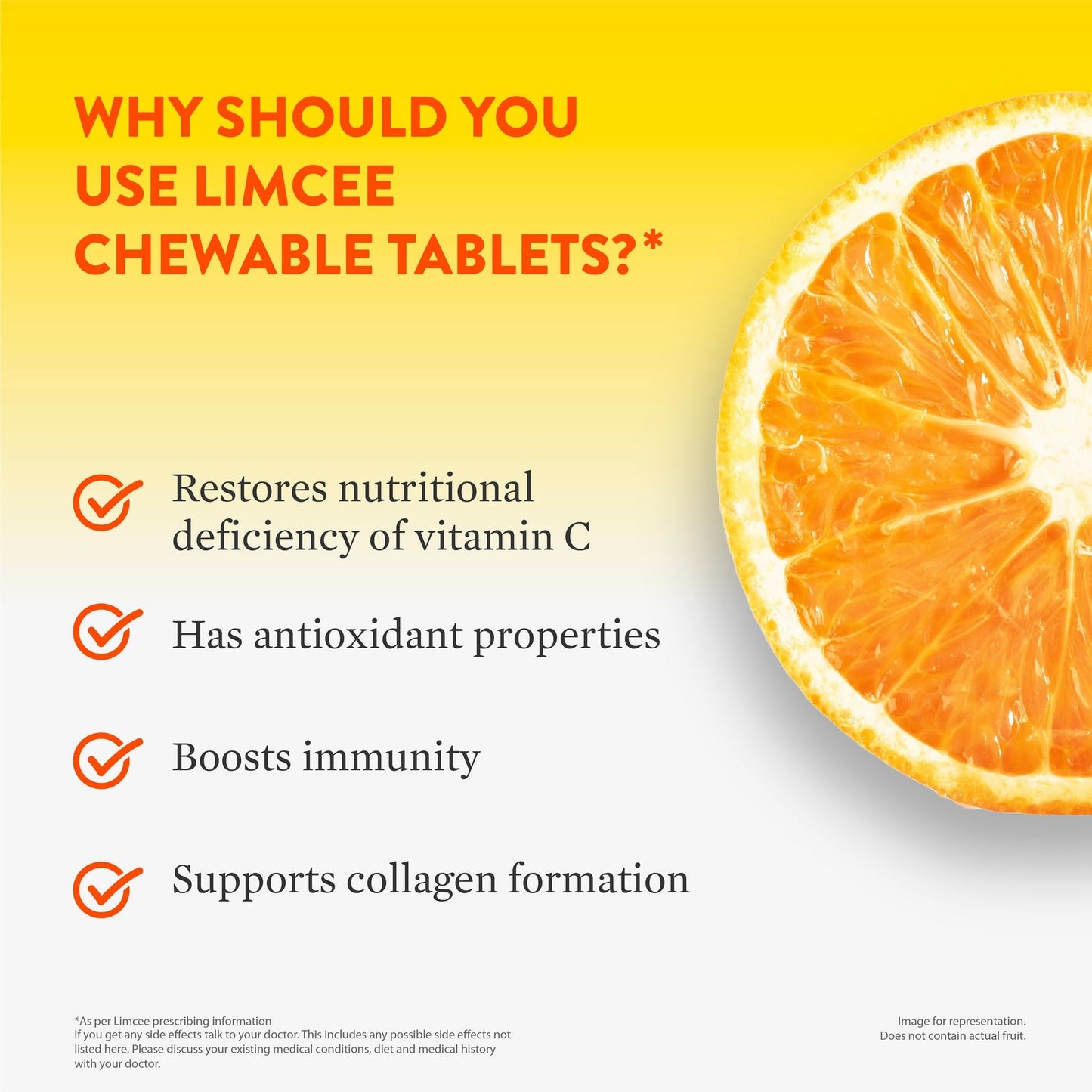 Limcee Chewable Natural Vitamin C Chewable Tablets 500mg || Tangy Orange Flavour || Boost Immunity || Supports Energy || Antioxidant || Skin Care || Men and Women -15 Tabs