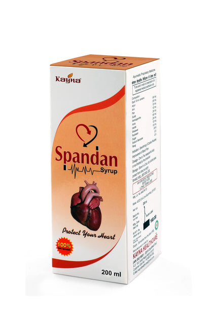 KAYNA HEALTHCARE Spandan Syrup & Capsule Combo | Ayurvedic Heart Health Supplement | Supports Healthy Blood Circulation, Reduces Stress & Promotes Cardiac Wellness | Herbal Nutritional Care