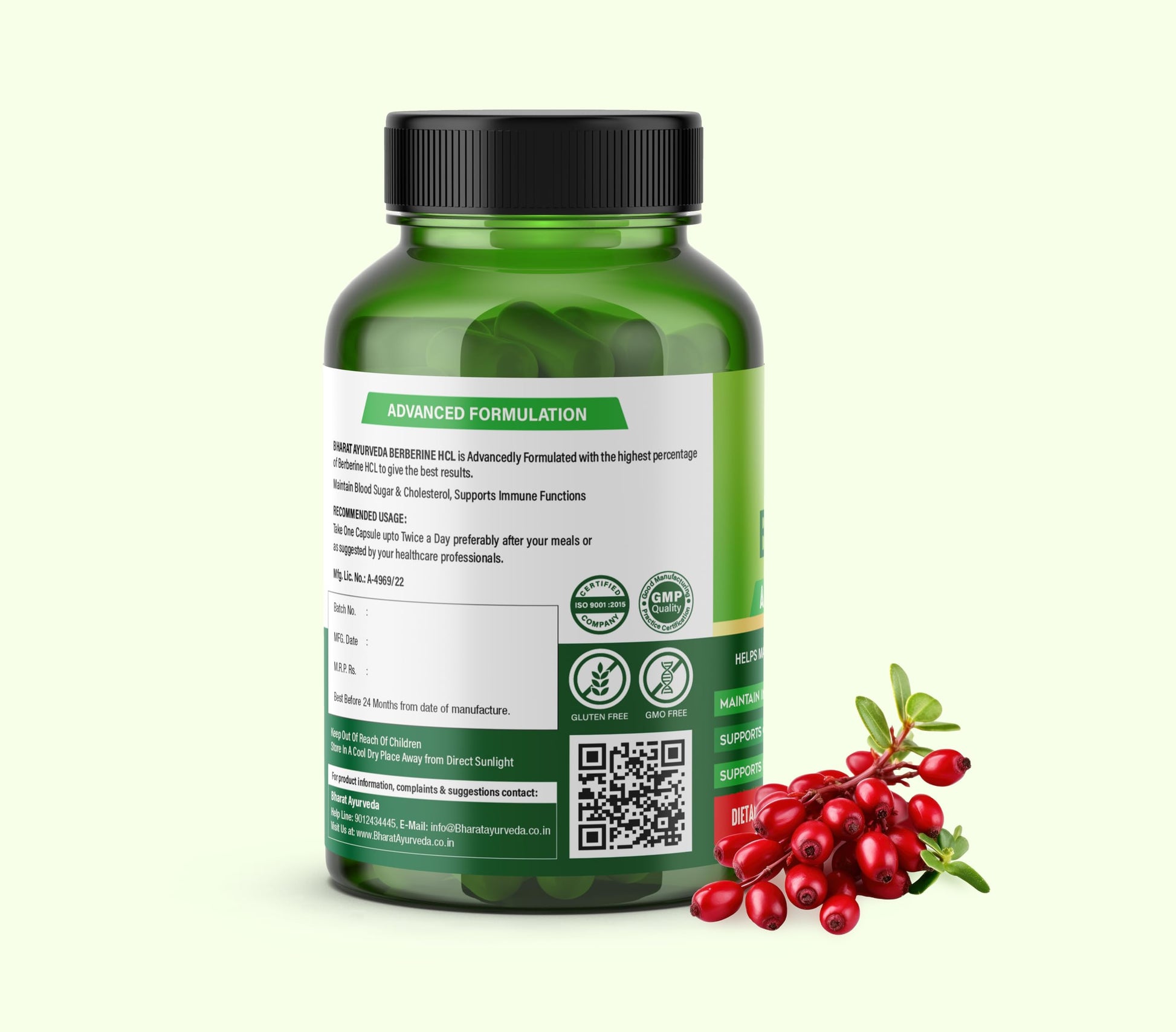 BHARAT AYURVEDA Berberine HCL 600mg 120 Capsules | Maintain Blood Sugar- image 7