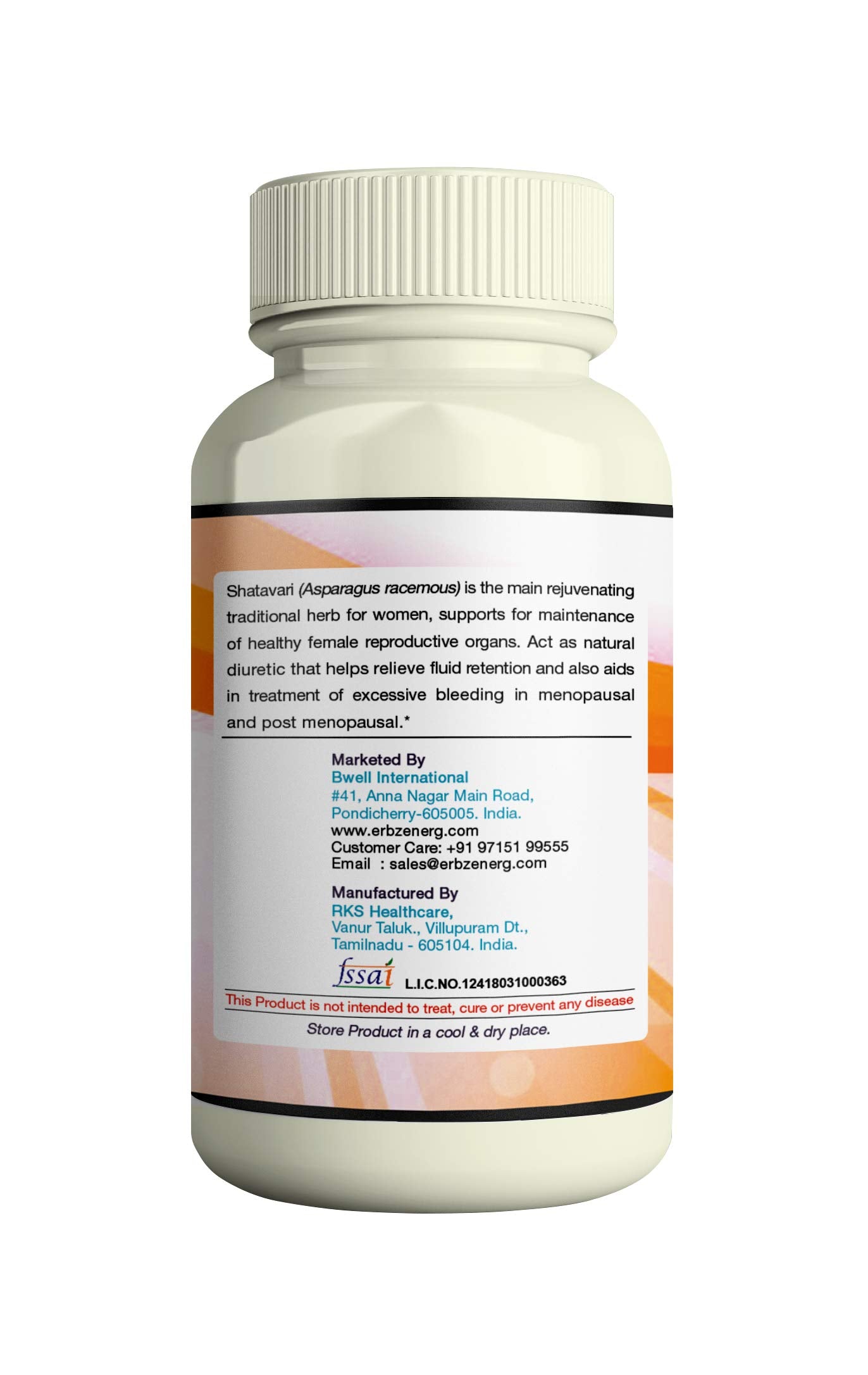 ERBZENERG® SHATAVARI Capsules For Women Health (Asparagus racemosus) Madhur vipakam -60 Capsules (Pack of 1)