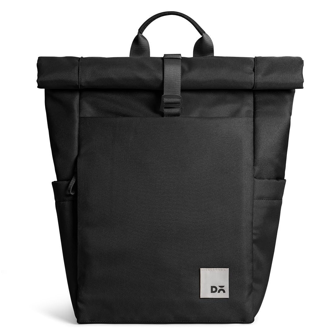 DailyObjects Space Black Miles Roll Top Backpack (17L) for Office & Daily Use| 100% Recycled | Shoulder Travel Bag | Fit any Laptop Upto 14 Inch | Multifunctional Adjustable Straps & G-Hook closure