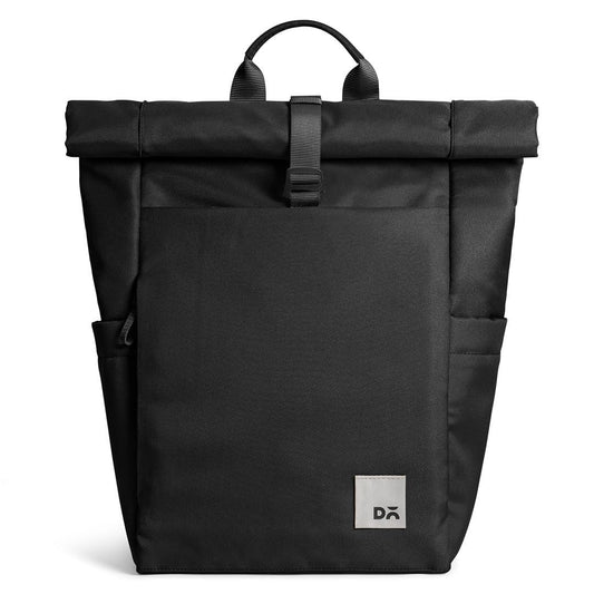 DailyObjects Space Black Miles Roll Top Backpack (17L) for Office & Daily Use| 100% Recycled | Shoulder Travel Bag | Fit any Laptop Upto 14 Inch | Multifunctional Adjustable Straps & G-Hook closure