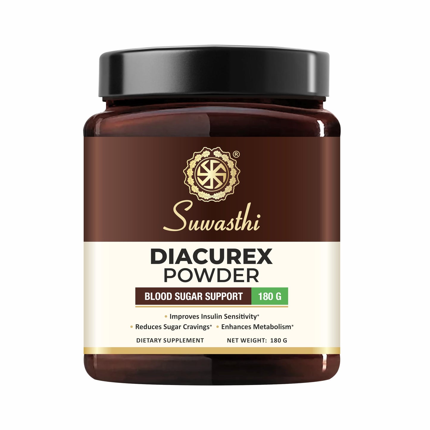 Suwasthi Diacurex Powder with Berberine and 6 potent herbs helps regulate sugar management - 180 gm