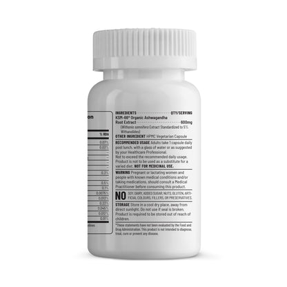 Unived KSM-66 Ashwagandha | 600mg Vegan Full Spectrum Root Extract Standardized to 5% Withanolides | for Stress, Anxiety, Endurance, & Strength (30 Vegan Caps)