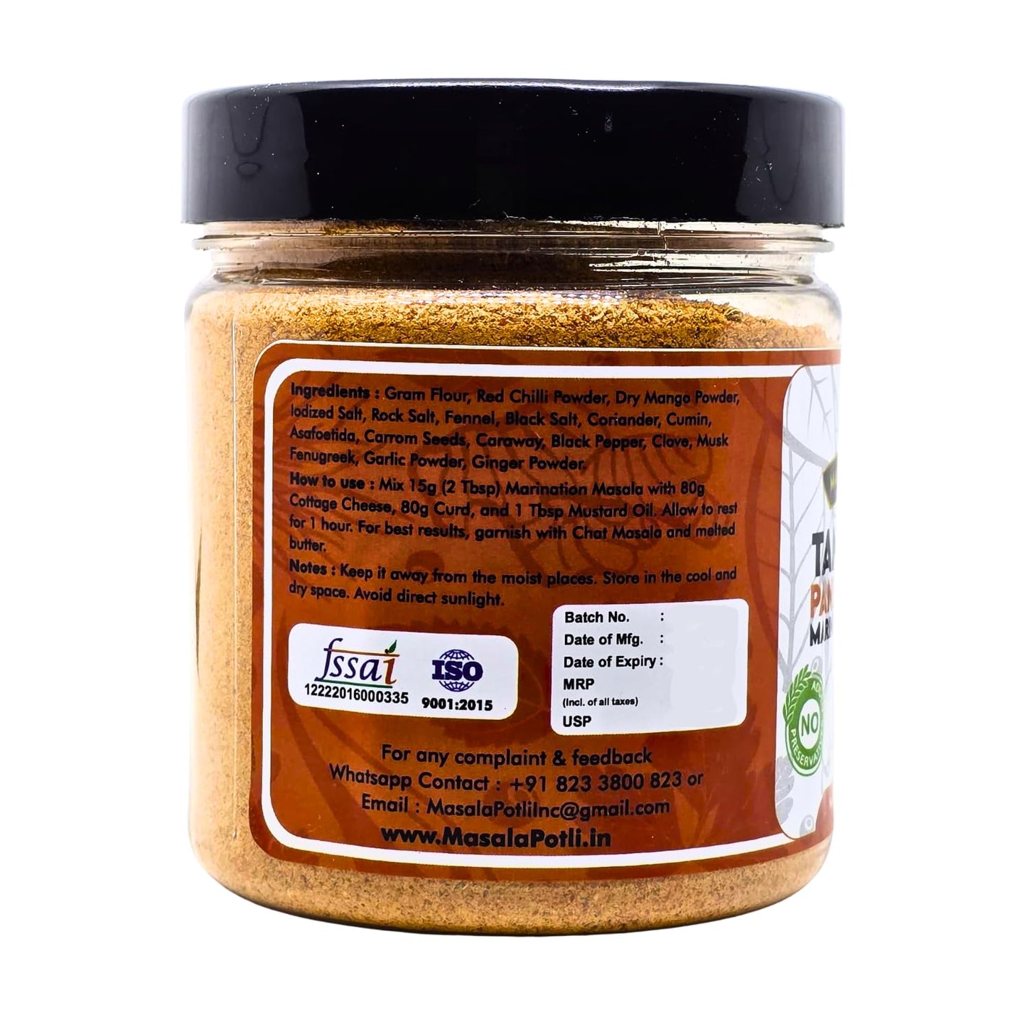 MASALA POTLI Tandoori Paneer Tikka/BBQ Marination Masala -175g / 6.17 Oz | Medium Spicy | Barbeque, Tandoor, Grill, Air Fry & Deep Fry [Without Preservative]