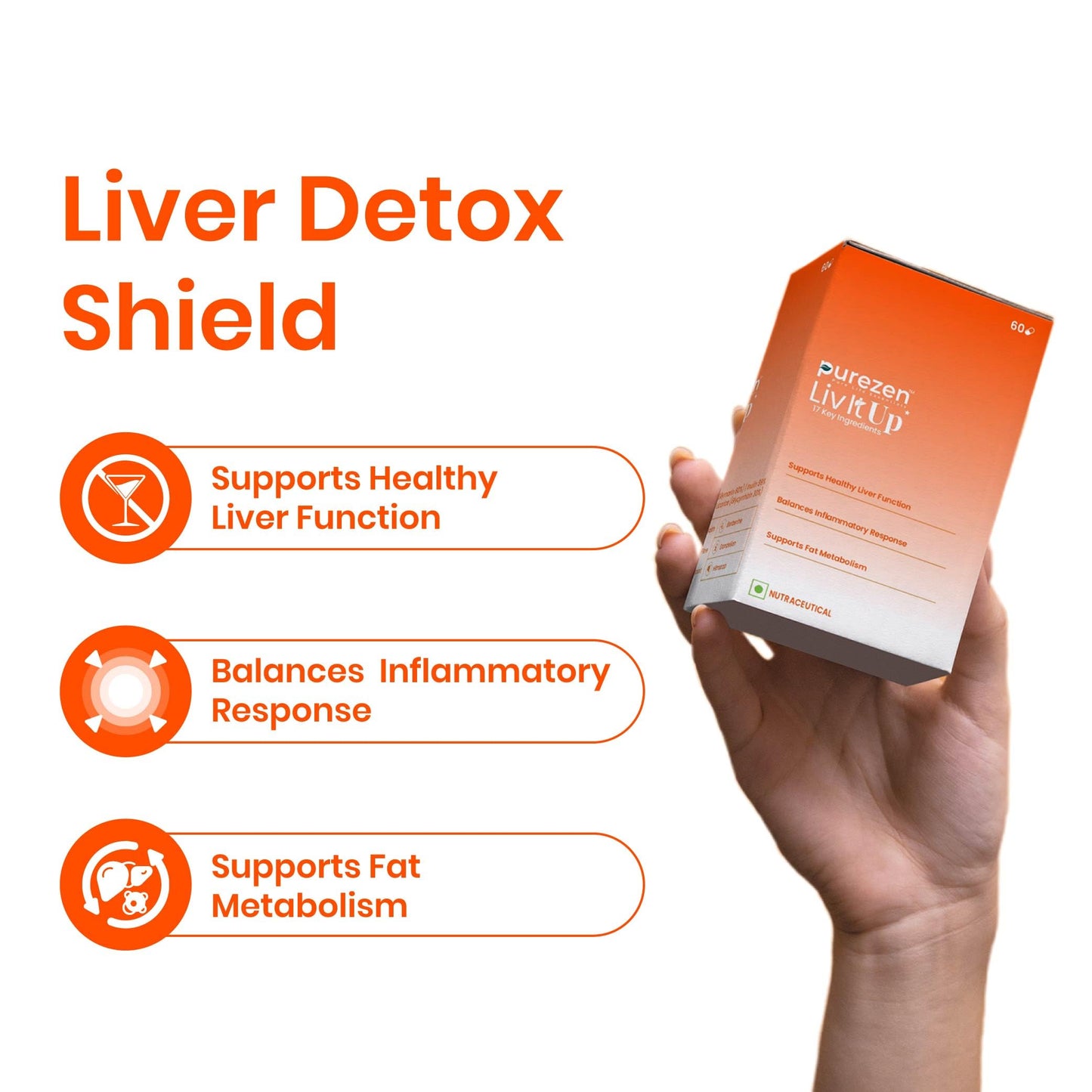 Purezen Liv-It-Up | Plant-Based Liver Support Supplement with Milk Thistle (80% Silymarin), Kalmegh, Kutki, Bhumi Amla, Dandelion & Antioxidant Herbs | 60 Veg Capsules