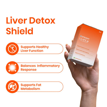 Purezen Liv-It-Up | Plant-Based Liver Support Supplement with Milk Thistle (80% Silymarin), Kalmegh, Kutki, Bhumi Amla, Dandelion & Antioxidant Herbs | 60 Veg Capsules