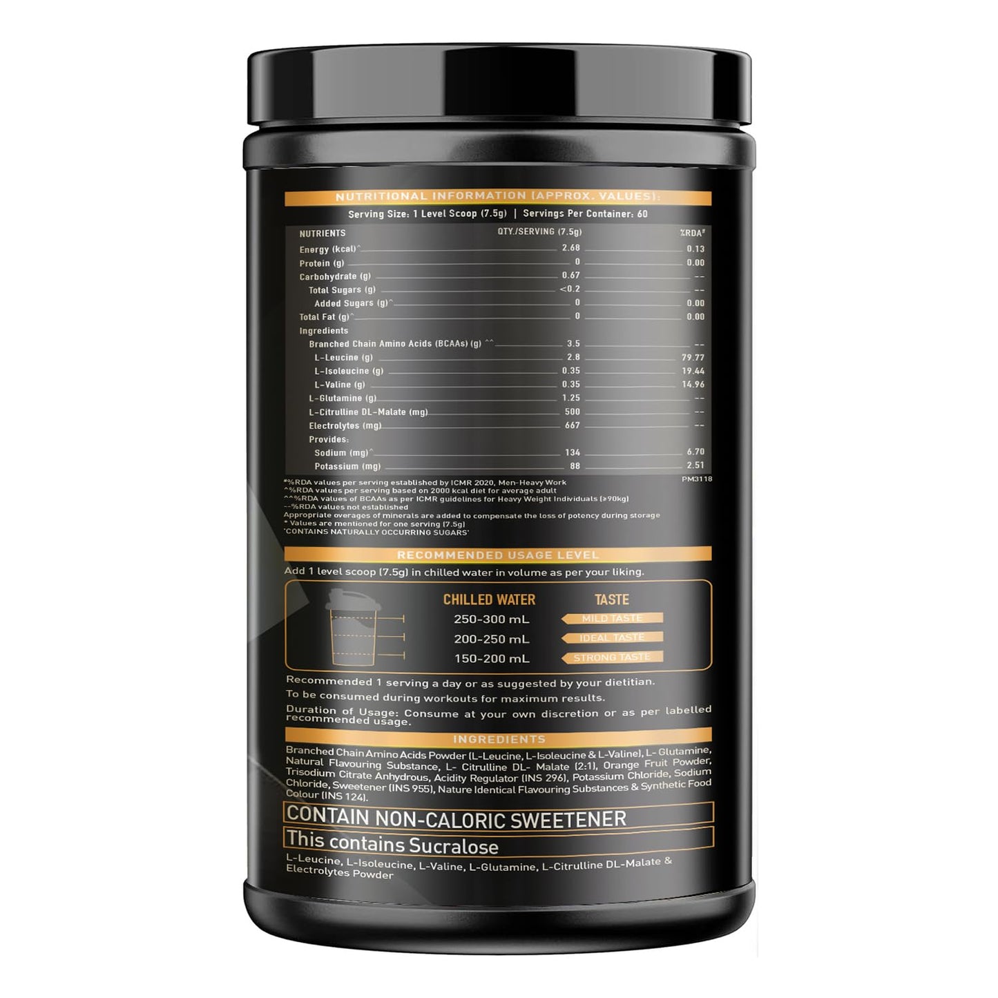 MuscleBlaze Bcaa Gold 8:1:1 Powder (Fruit Punch, 450G, 30 Servings) | W- image 7