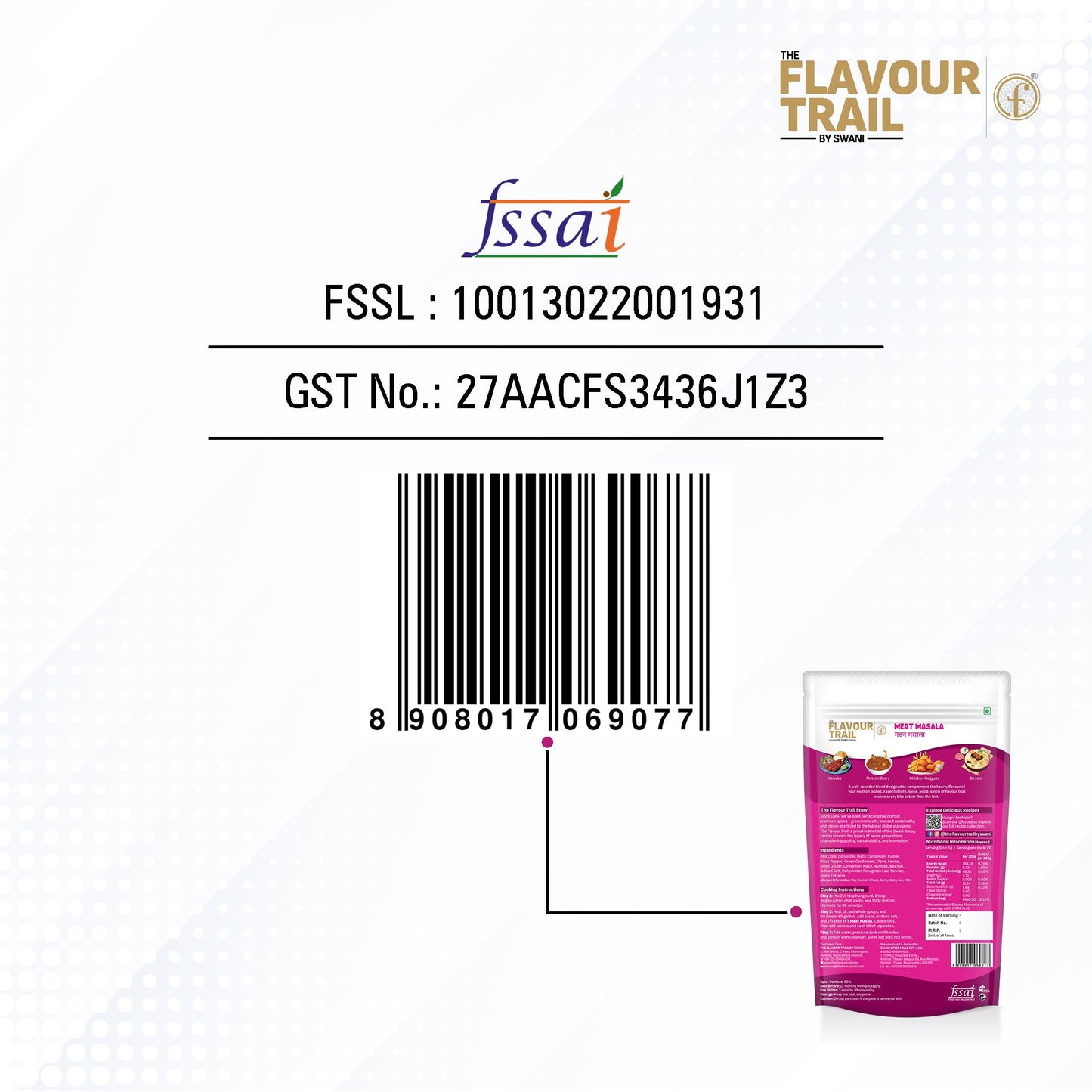 The Flavour Trail Pure & Natural Meat Masala |Bold & Fragrant Spice Mix for Curries, Gravies & Kebabs | No Nasties, Just Pure Flavours! 100g
