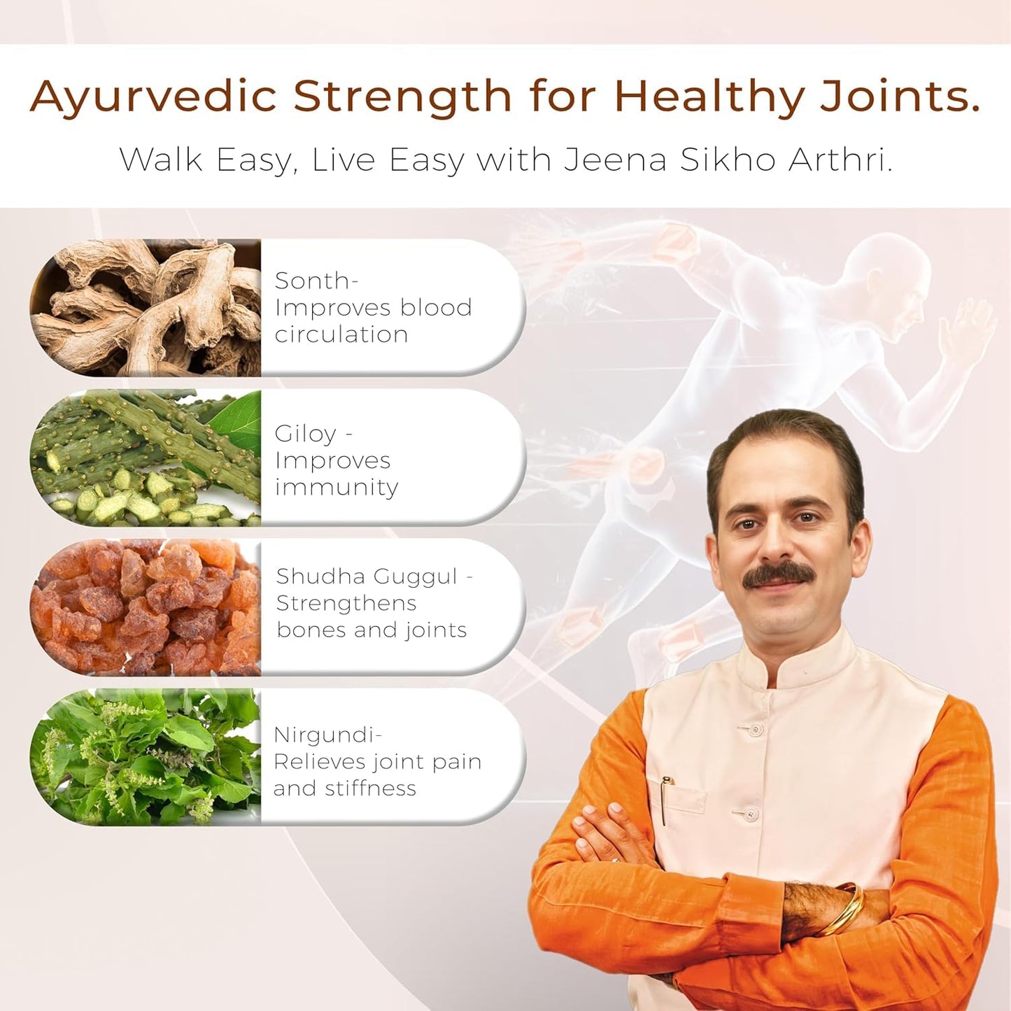 Jeena Sikho Arthri/Joint Care Capsules | Herbal Joint Health Supplement | Naturally Blended With Nirgundi, Sonth, And Giloy | Ayurvedic Heart Joint Care Remedy, 60 Capsules
