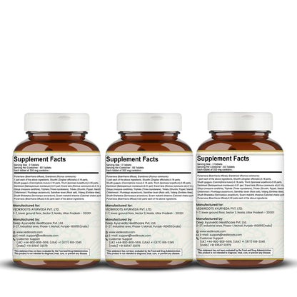 Vedikroots Punarnavadi Guggulu Tablets | Organic Ayurvedic Guggulu Formula | Liver Cleansing | Herbal Supplement- 60 Tablets (Pack of 3)