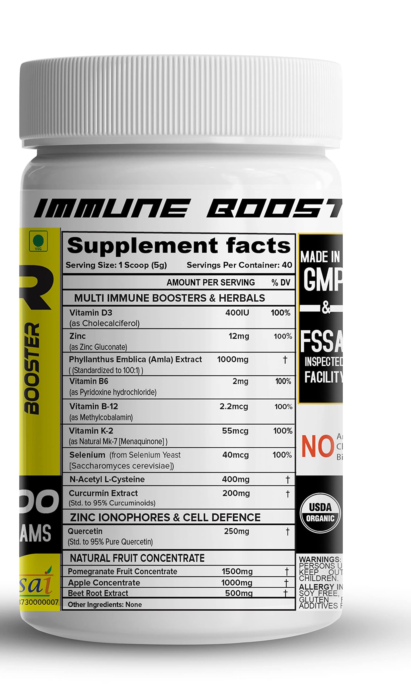 NutriJa Super Immune Booster Drink - D3, Zinc 30mg, B6, B12, Curcumin, Quercetin, Herb Blends - Immunity Booster Drink (Mango)