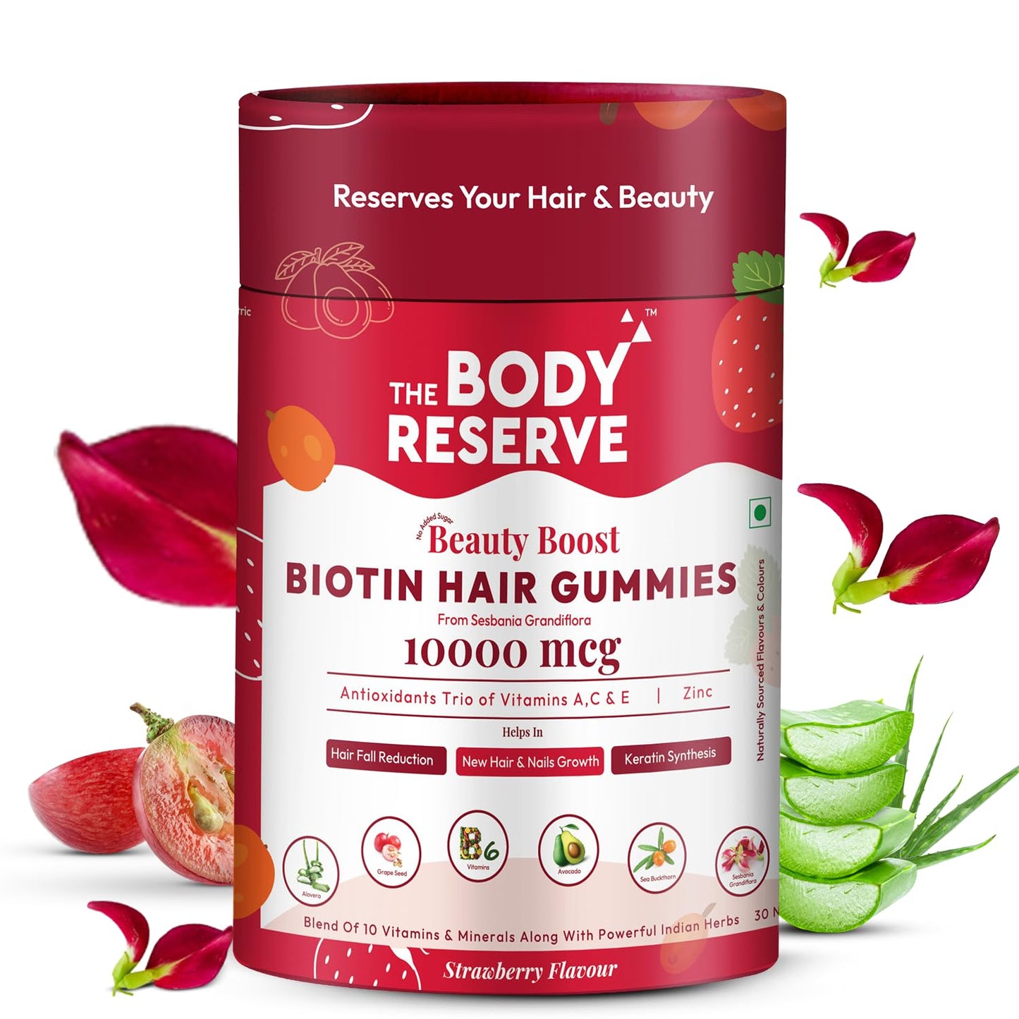 The Body Reserve DHT Blocker Biotin Hair Gummies | No Added Sugar| Builds Kerati