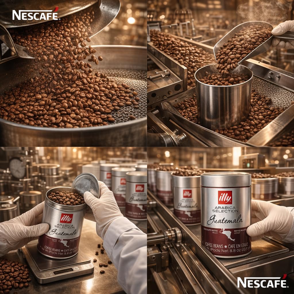 Illy Arabica Selection Guatemala Whole Bean Coffee 250g Tin, Premium 100% Arabica Beans with Chocolate Notes, Medium to Bold Roast Gourmet, Authentic Italian Coffee Beans for Espresso & Machines, By COUGAR – (Imported-UK)