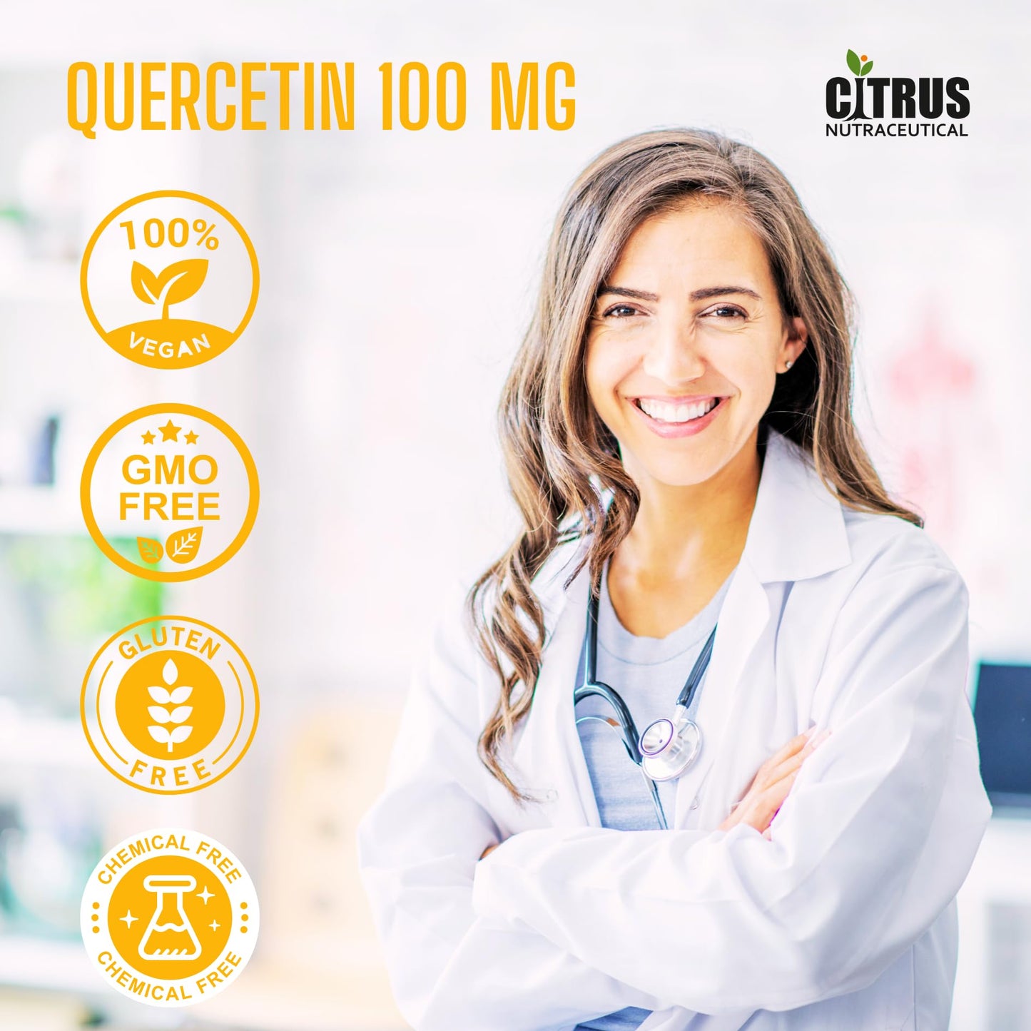 CITRUS NUTRACEUTICAL Quercetin 100 mg Natural Bioflavonoid For Powerful Antioxidants Supports Immunity Lowers Inflammation and Improve Heart Health (60 Capsules)