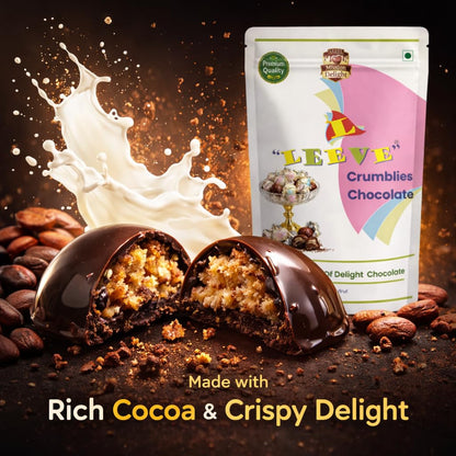 Leeve Crumblies Chocolate 200g | Crunchy Chocolate Bites | Crispy Choco Cubes | Kids Favorite Treat | Snack & Gifting Chocolate | Sweet Dessert Delight