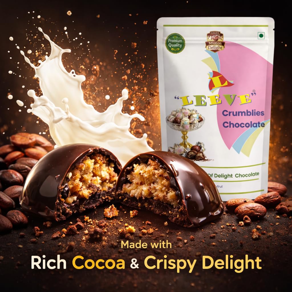 Leeve Crumblies Chocolate 400g | Crunchy Chocolate Bites | Crispy Choco Cubes | Kids Favorite Treat | Snack & Gifting Chocolate | Sweet Dessert Delight