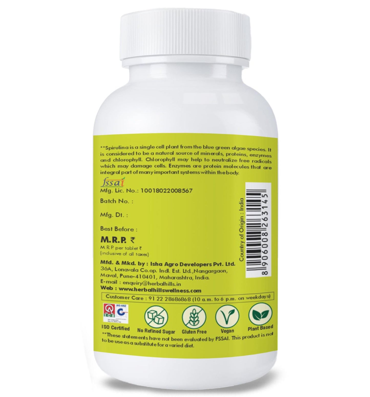 Herbal Hills Spirulina Tablets 60 Tablets (Pack of 5)- image 3