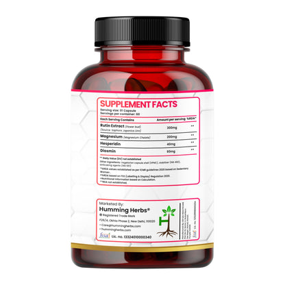 Humming Herbs Rutin 600mg Capsules - Vessel Support & Heart Health Formula with Anti-Inflammatory Benefits- 60 Capsules