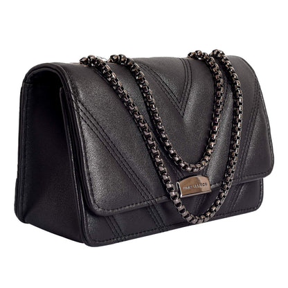 Lino Perros Women's Black Leatherette Satchel (Black)