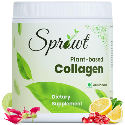 Sprowt Plant Based Collagen Builder 200GM for Youthful & Glowing Skin. Collagen Powder for Men and Women. Collagen Supports Beautiful Skin, contains Amla, Vitamin C and Guava