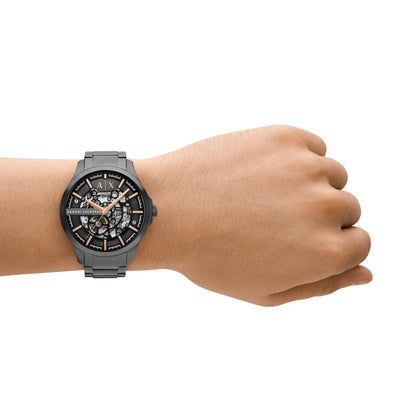 Armani Exchange Stainless Steel Analog Black Dial Men's Watch-Ax2458, Band Color:Gray