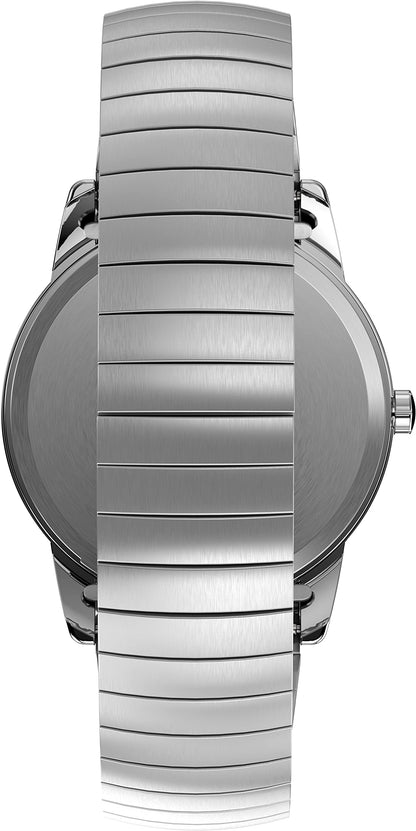 TIMEX Stainless Steel Men's T2H451 Easy Reader Silver-Tone Expansion Band Analog Watch