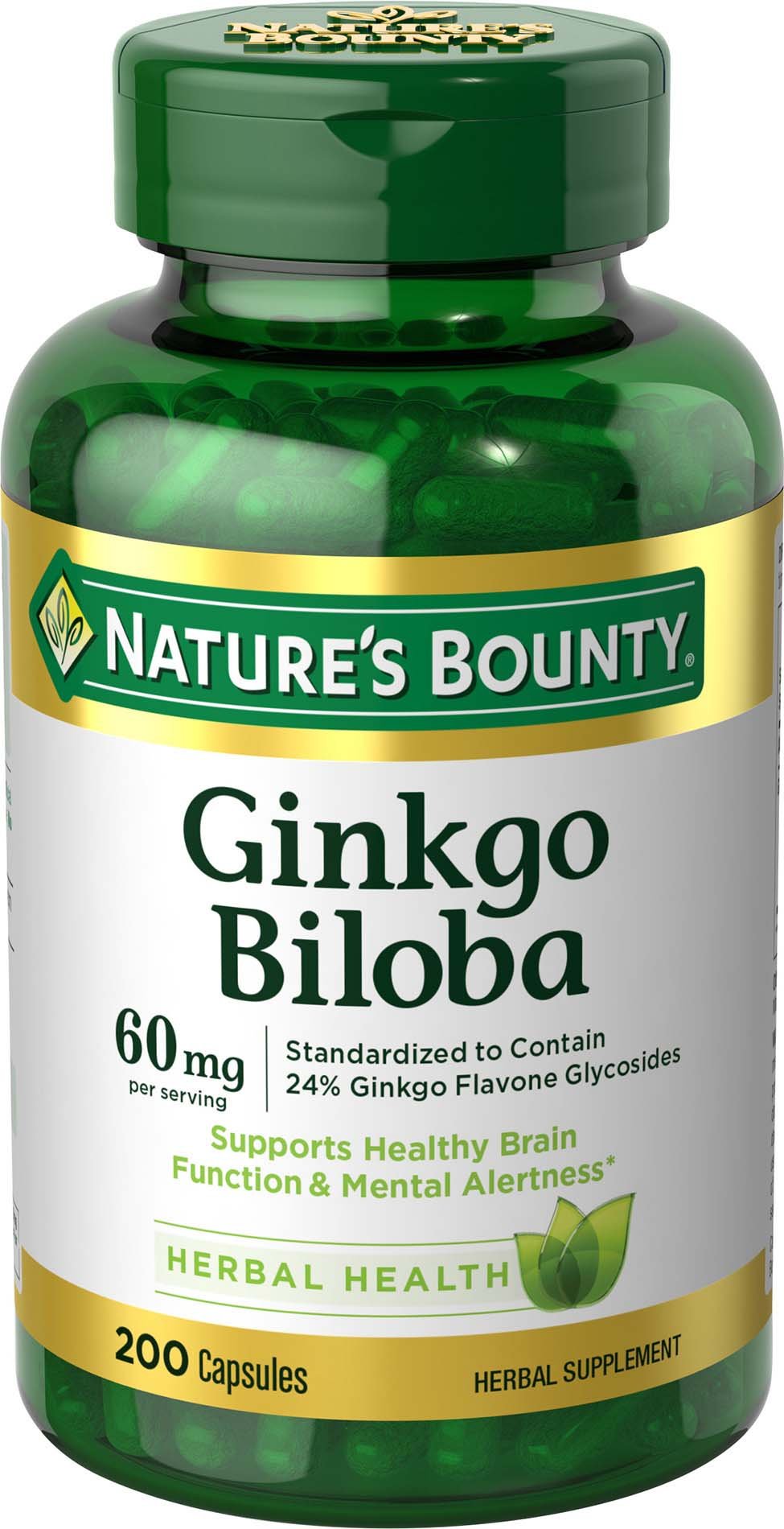 Nature's Bounty, Ginkgo Biloba, 60 mg, 200 Capsules