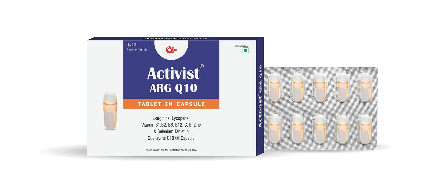 Activist Arg Q (Pack of 3) Capsule | Vitamin E & Vitamin C Tablet in Coenzyme Q Oil Capsule | Nutritional Dietary Supplement (Pack of 3)
