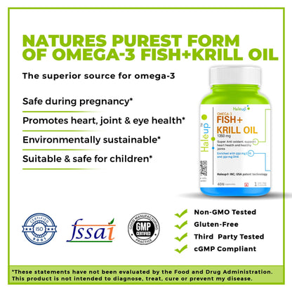 Haleup Fish Oil Softgel Capsules 1350 mg || Enriched with EPA/DHA || Healthy Heart || Brain|| Immunity