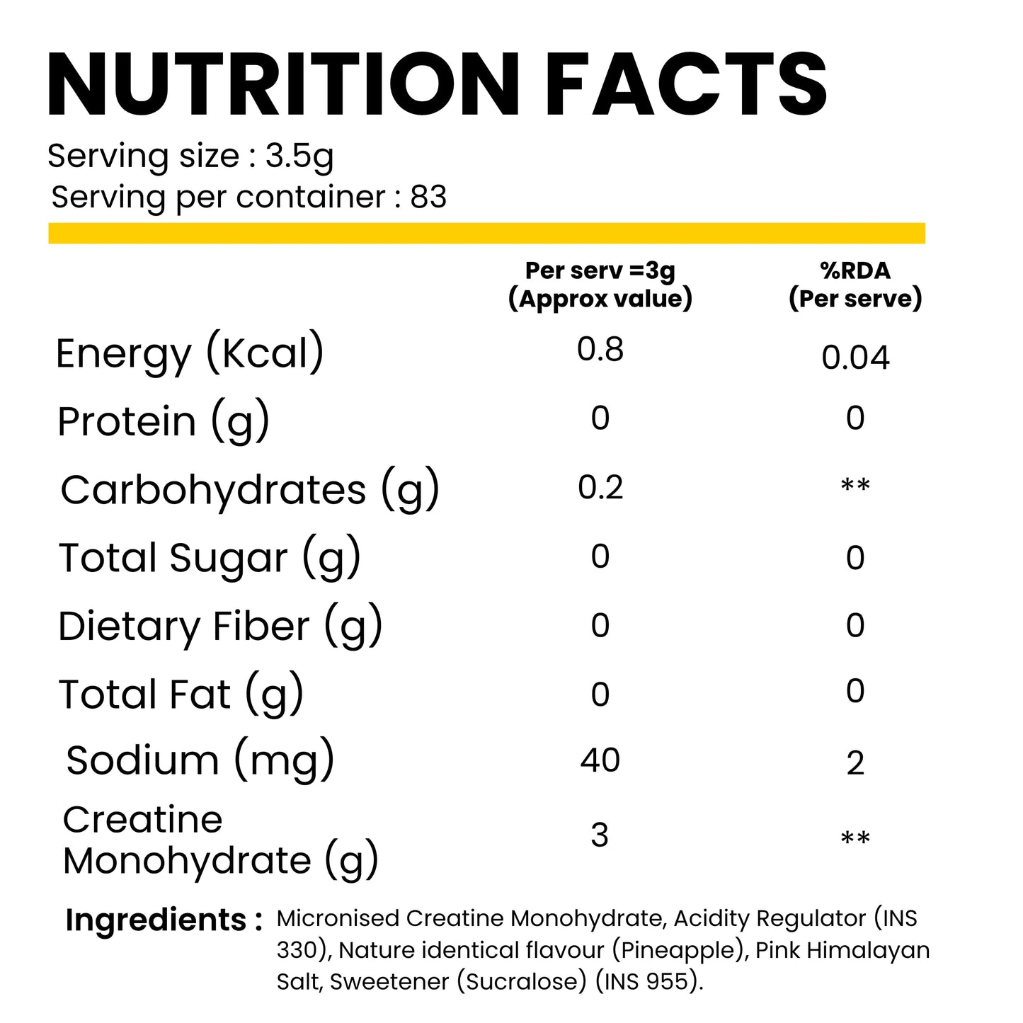 My Rare Creatine Monohydrate (83 Servings, Pineapple Theory Flavour) |Supports Muscle Strength, Build Endurance & Faster Recovery | 3rd Party Lab Tested | Creatine For Athelete's - 291g With Free Shaker