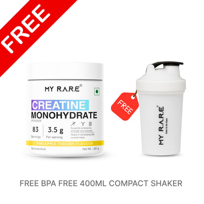 My Rare Creatine Monohydrate (83 Servings, Pineapple Theory Flavour) |Supports Muscle Strength, Build Endurance & Faster Recovery | 3rd Party Lab Tested | Creatine For Athelete's - 291g With Free Shaker
