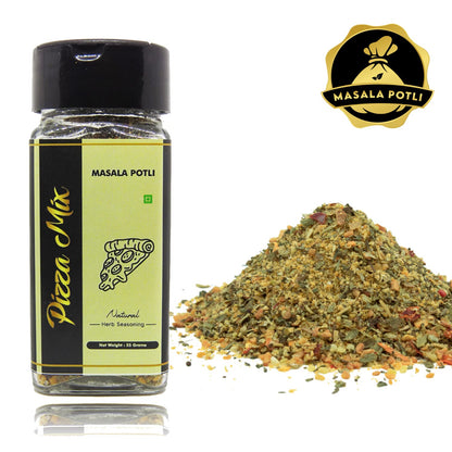Masala Potli Dried Mixed Herbs Multipurpose Pizza Pasta Italian Seasoning for Cooking, Garnishing (Pizza & Pasta Seasoning, Sprinkle Glass Packing - 55 Grams)