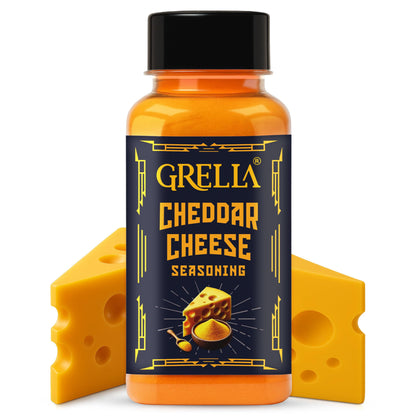 GRELLA Cheddar Cheese Powder for Popcorn |125 g | cheese pop corn seasoning masala for Pasta, Pizza, French Fries, Biryani, chicken, Mac and Cheese, French Fries, Taco, Makhana, Omelets