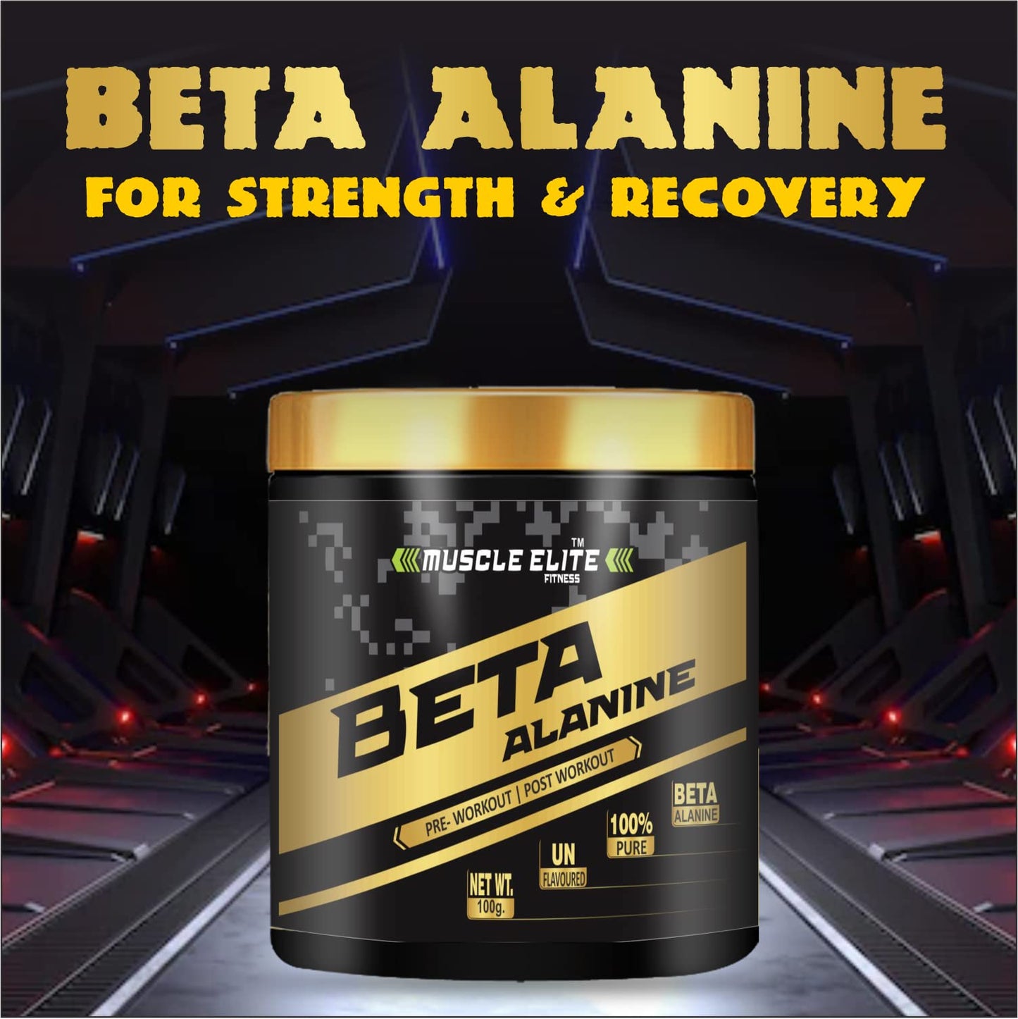 Muscle Elite Fitness Pure 100% Beta-Alanine Pure Powder 2,200 mg - Delays Muscle Fatigue, Massive Pumps, Muscular Endurance & Recovery | Pre Workout supplement for Men & Women - 100g, Unflavoured