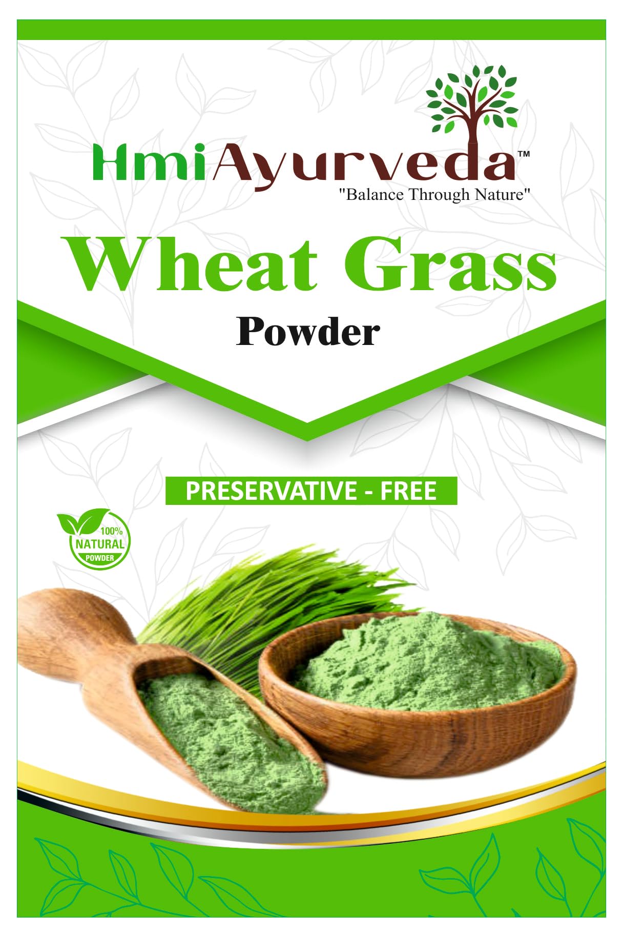 HMI AYURVEDA 100% Natural Wheat Grass Powder (200g) – Pure, Preservative free, Non-GMO