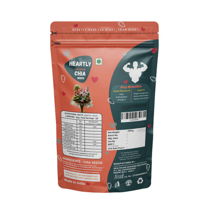 Heartly Chia Seeds 200g- Healthy Raw Seeds | Clean Chia Seeds for Eating | Healthy Snacks | Calcium and Protein Rich Seeds