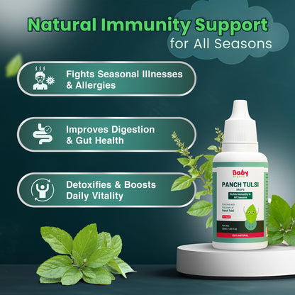 BabyOrgano PanchTulsi Drops Contains Extracts of 5 Rare Tulsi | Boosts Immunity | Cough And Cold Relief | 100% Ayurvedic | Builds Respiratory Health