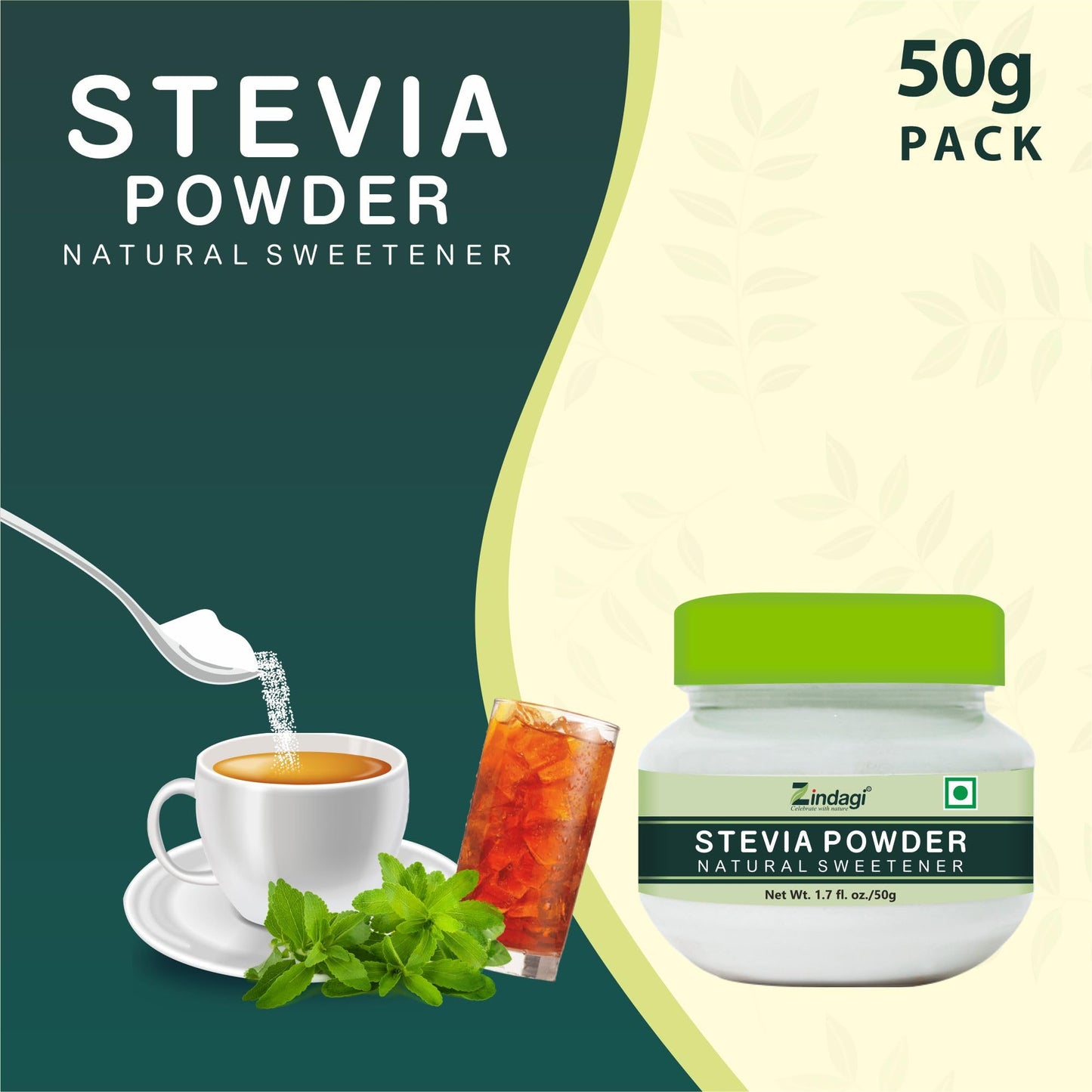 Zindagi Stevia Sugar Free Powder | Natural Stevia Powder | Pack Of 20