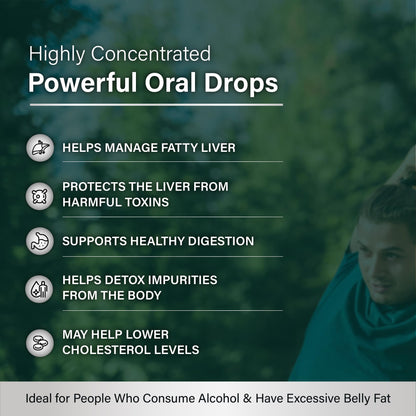 Sukham Liver Detox Drops | 30ml | 40 days | Kalmegh (Andrographis) & Bhui Amla | Helps with Liver Health, Acidity & Indigestion | Preservative Free | Natural & 100% Ayurvedic Oral Drops | Men & Women