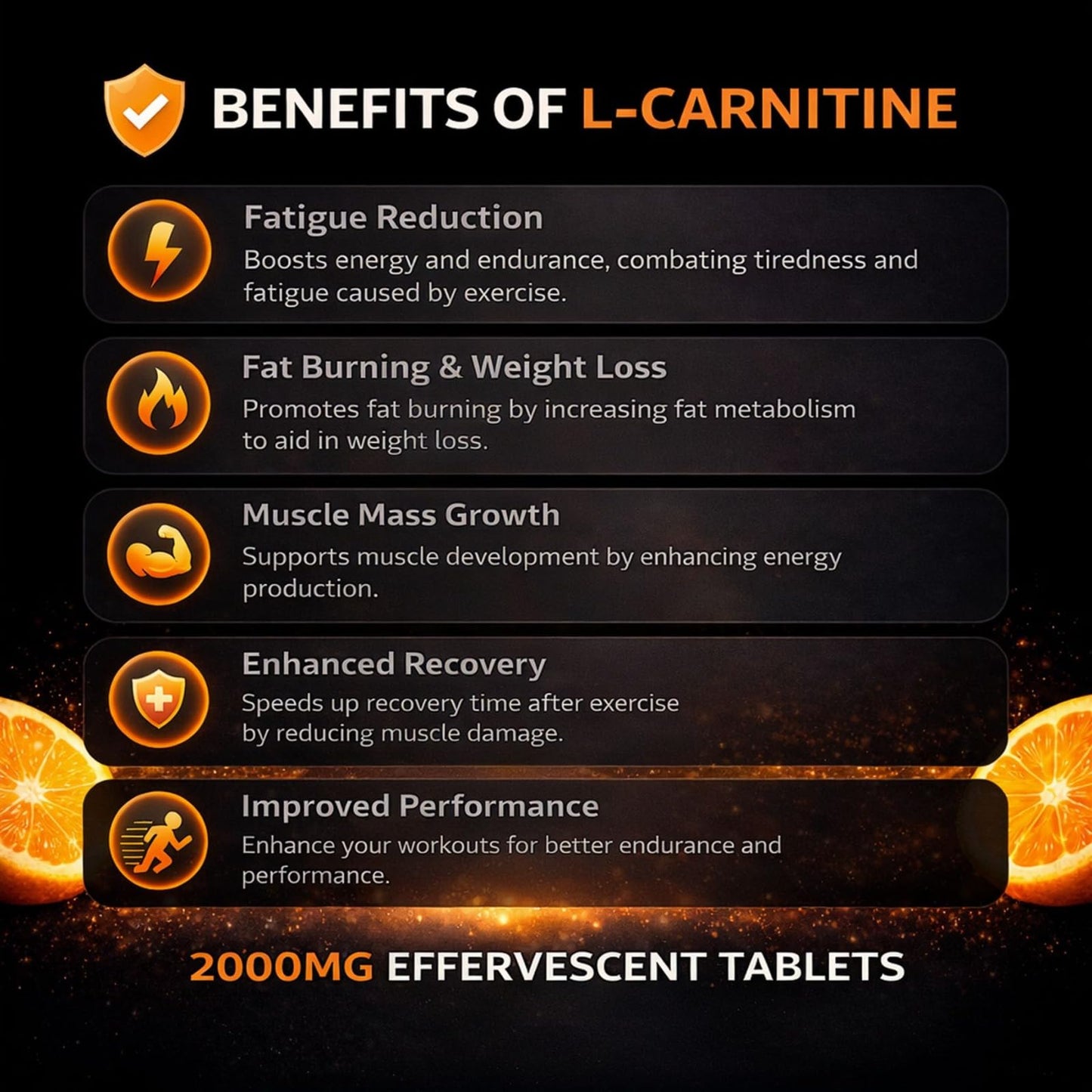 Raskam L-Carnitine effervescent tablets Helps Convert Fat Into Energy, Supports Weight Loss, Fat Burn & Lean Muscle|Orange Flavour (Pack of 1)
