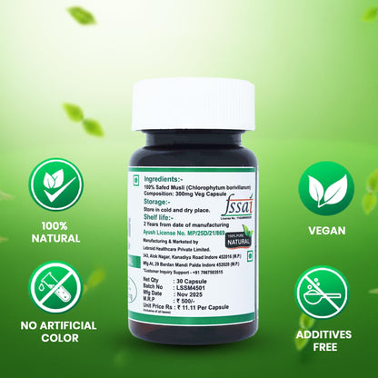 Lebrostone Safed Musli Capsules 30| Strength, Stamina & Vitality Support | Ayurvedic Energy Booster for Men & Women | Pure Herbal Supplement | 30 Veg Capsules